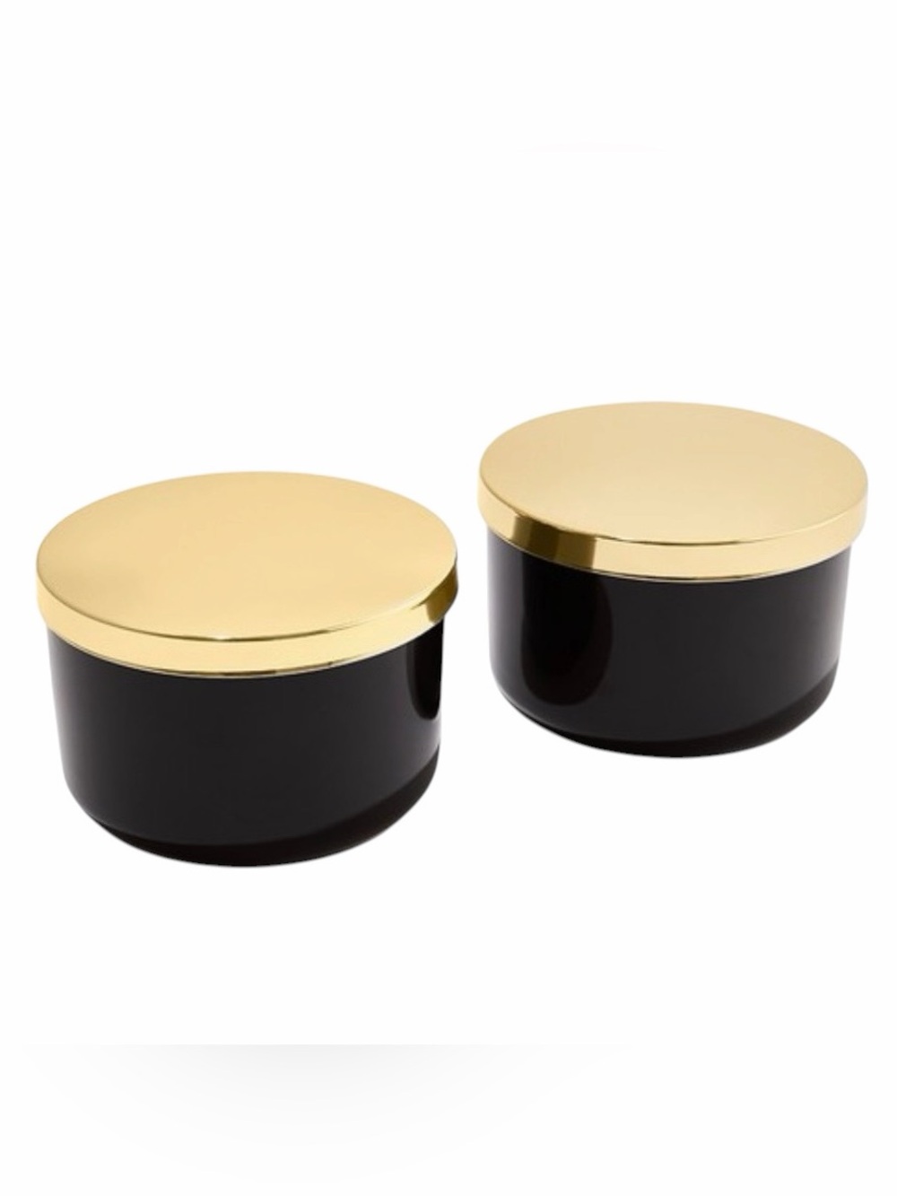 Z GALLERIE Multi-Use Storage Duo (Set of 2) Black with Gold lid